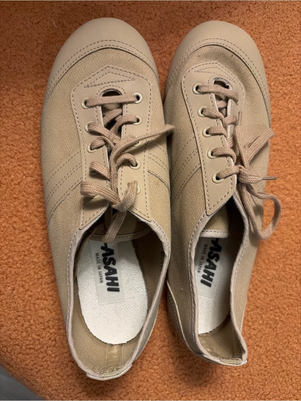 Woman’s Japanese Vintage Asahi - rare  Beige Canvas Sneakers like new